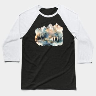 Watercolor Mountain Range Baseball T-Shirt